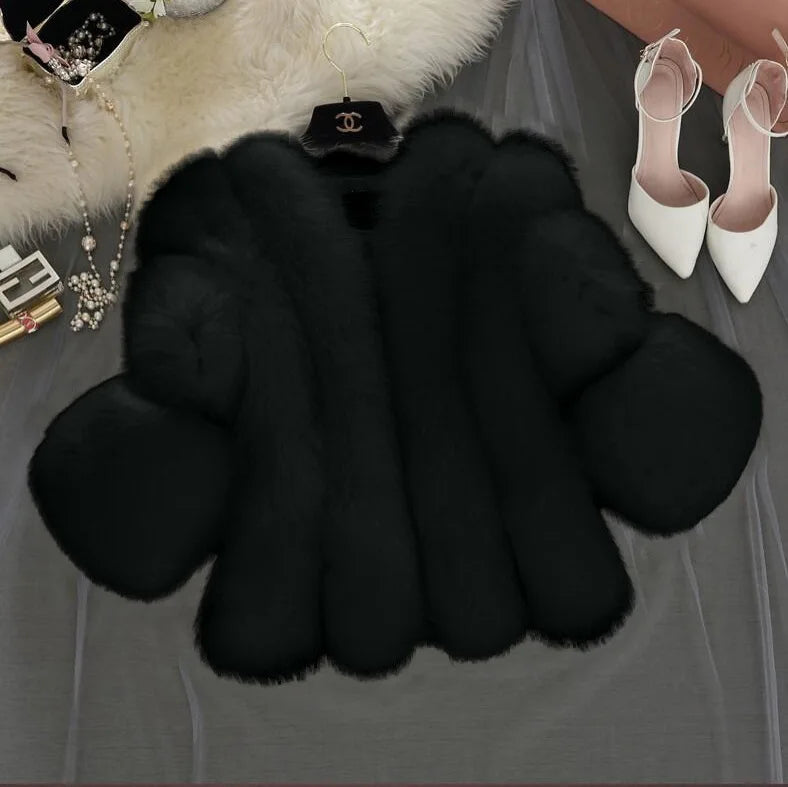 Elegant Long Sleeve Fluffy Cardigan Jacket