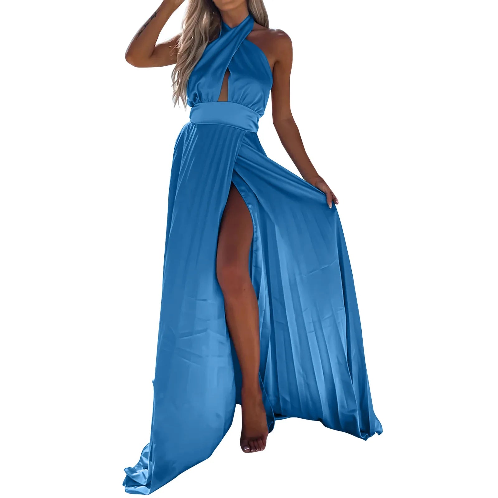 Sleeveless Cold-Shoulder Maxi Dress