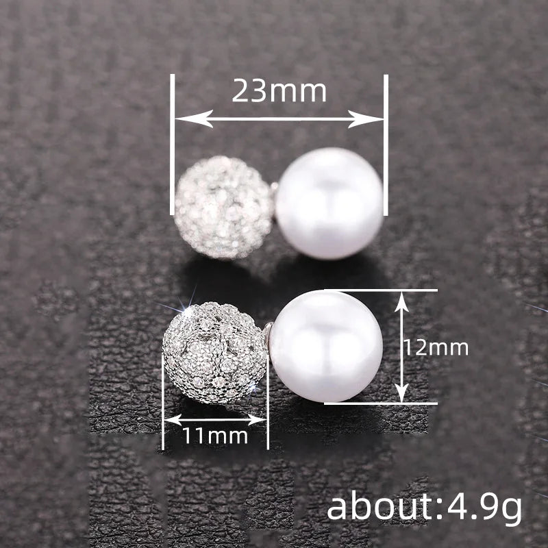 Zircon Pearl Princess Short Earrings