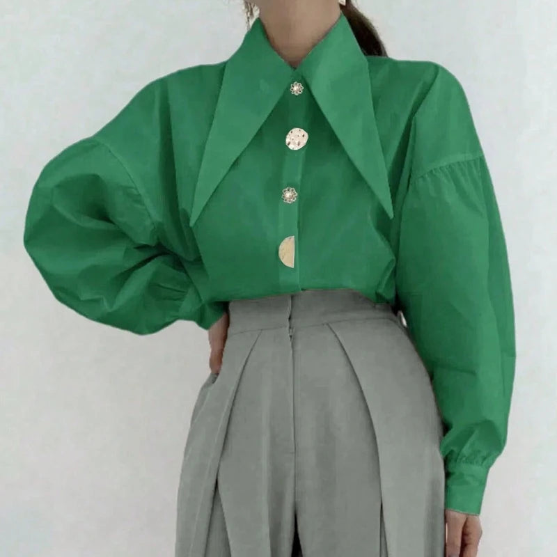 Long Sleeve Shirt Pointed Collar Office