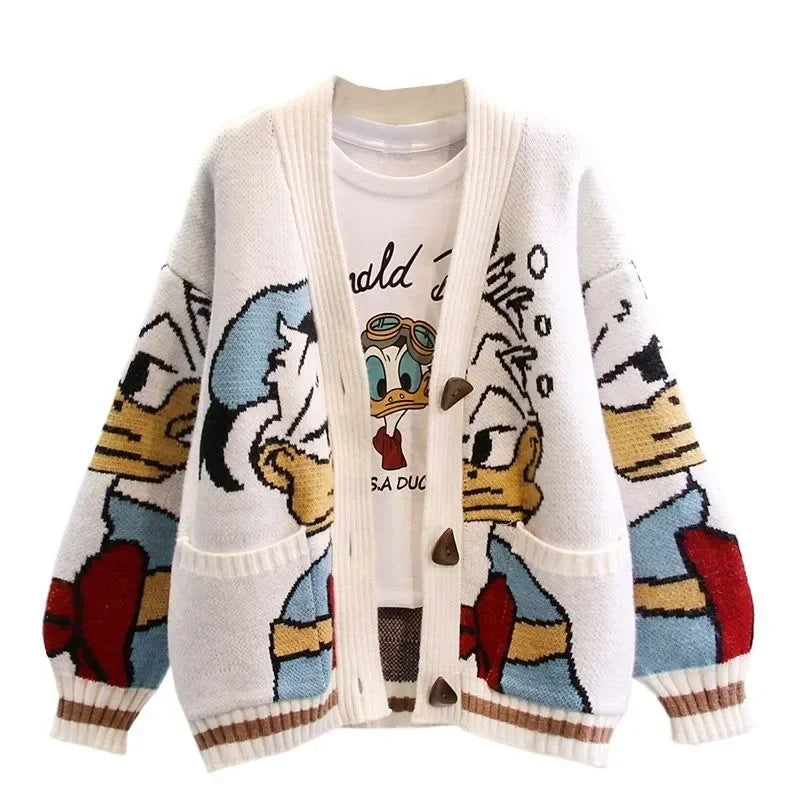 Disney Knitted Cardigan Donald Cartoon
