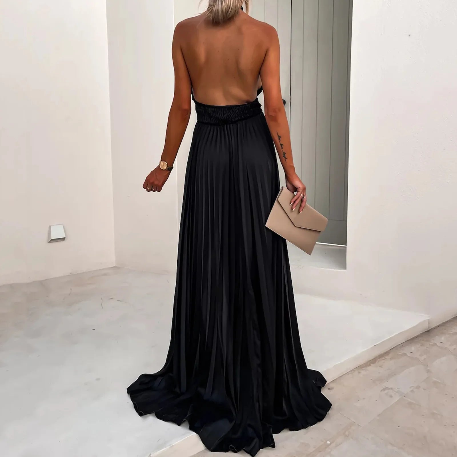 Sleeveless Cold-Shoulder Maxi Dress