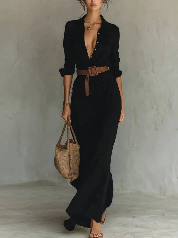Glamorous Deep V Long Dress