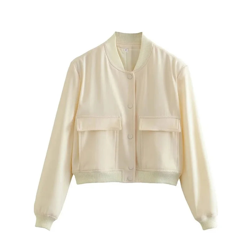Bomber Jacket Button Cropped Outerwears