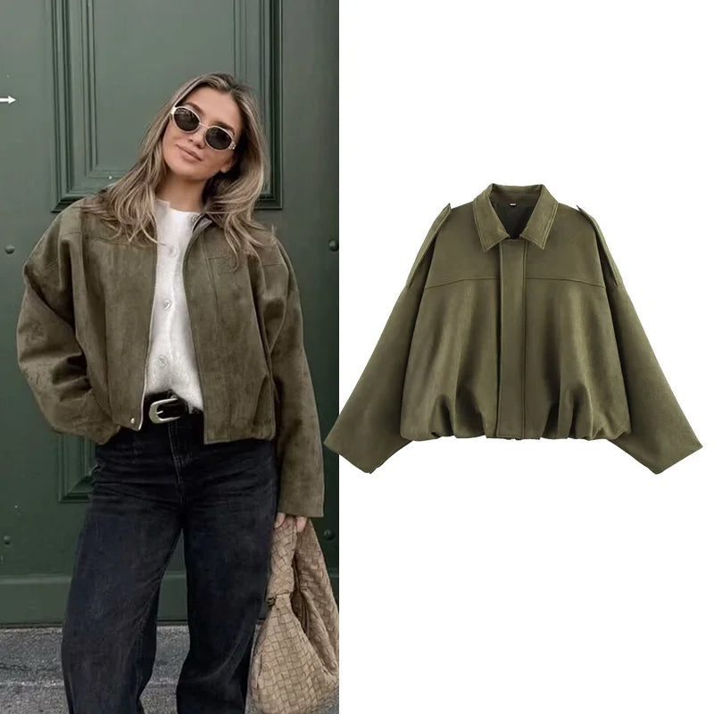 Cropped Luxe Bomber Suede