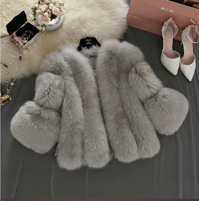 Elegant Long Sleeve Fluffy Cardigan Jacket