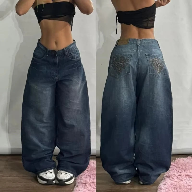 Multi-pocket Washed Baggy Jeans