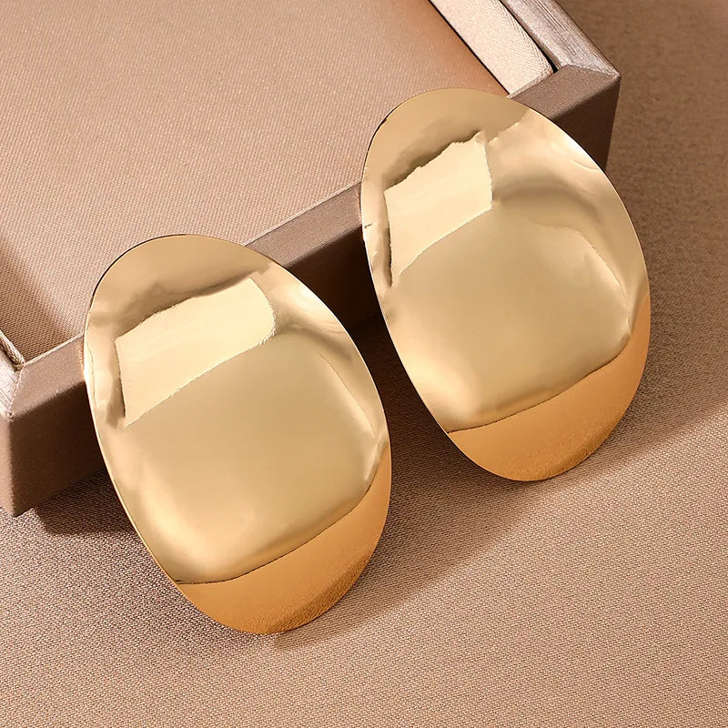 Vintage Gold Oval Stud Earrings