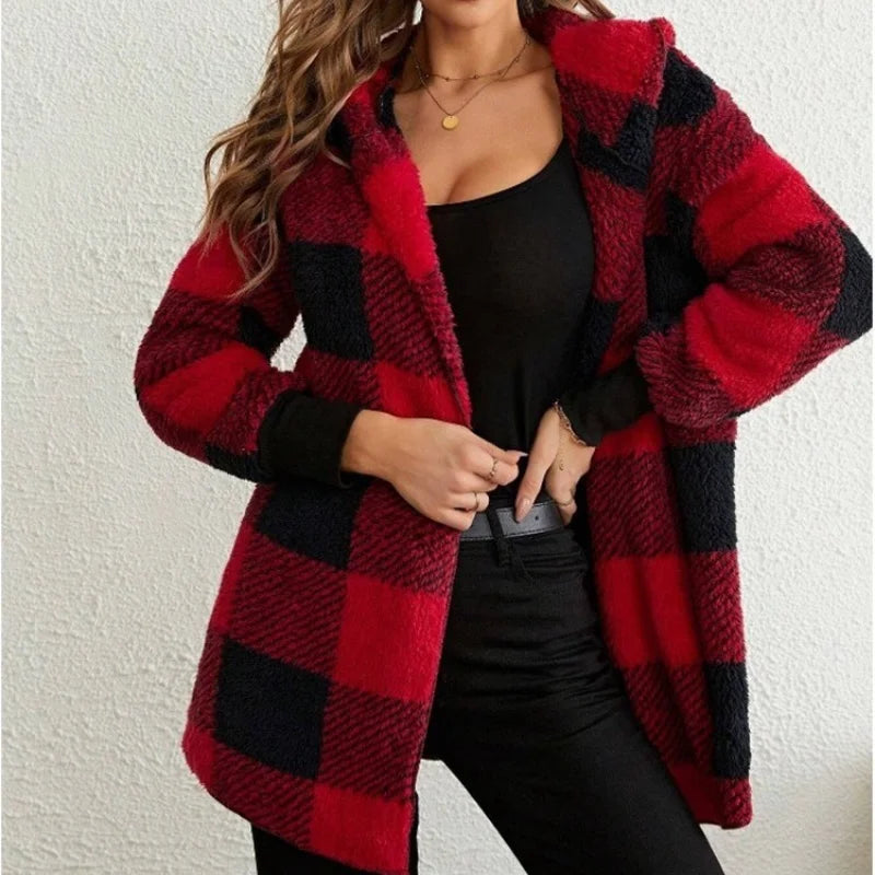 Loose Long-Sleeve Fleece Coat