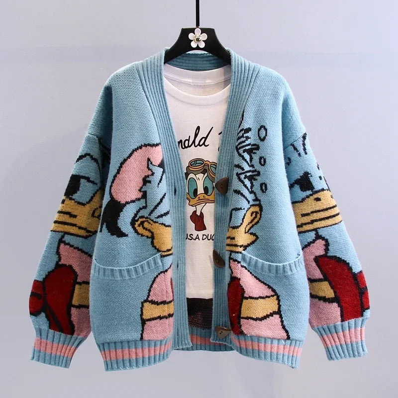 Disney Knitted Cardigan Donald Cartoon