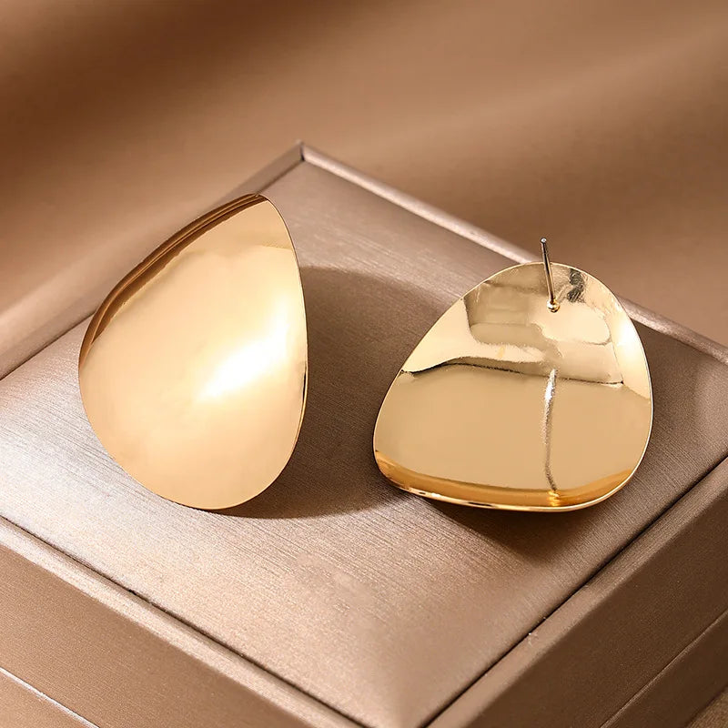 Vintage Gold Oval Stud Earrings
