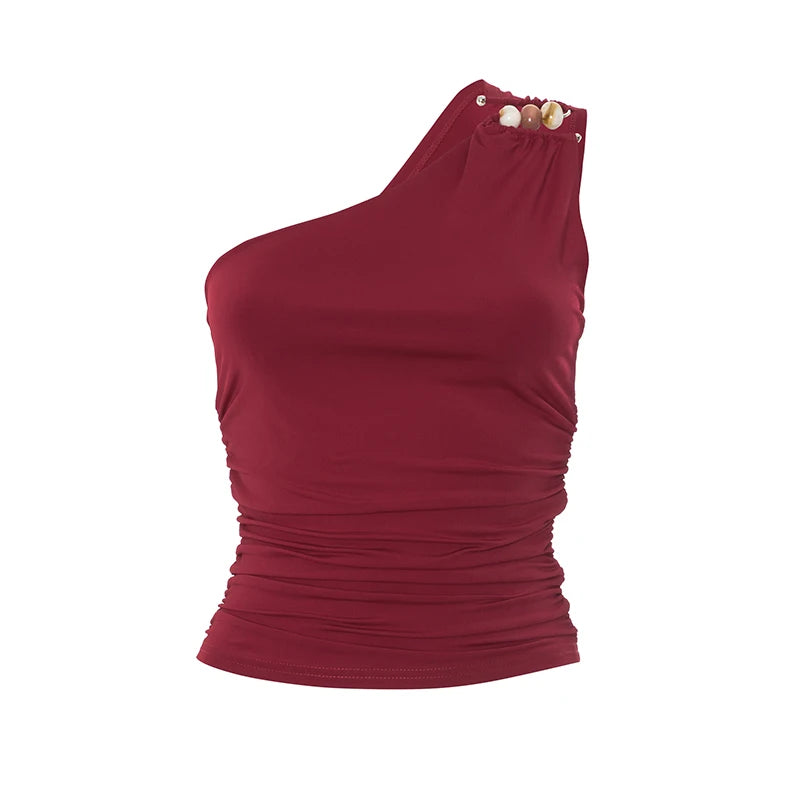 Luxe One-Shoulder Beaded Tank
