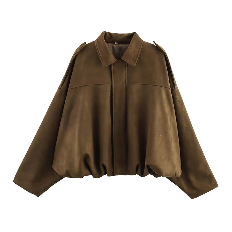 Cropped Luxe Bomber Suede