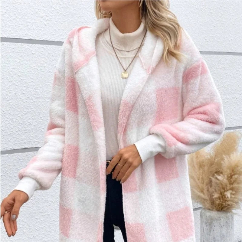 Loose Long-Sleeve Fleece Coat