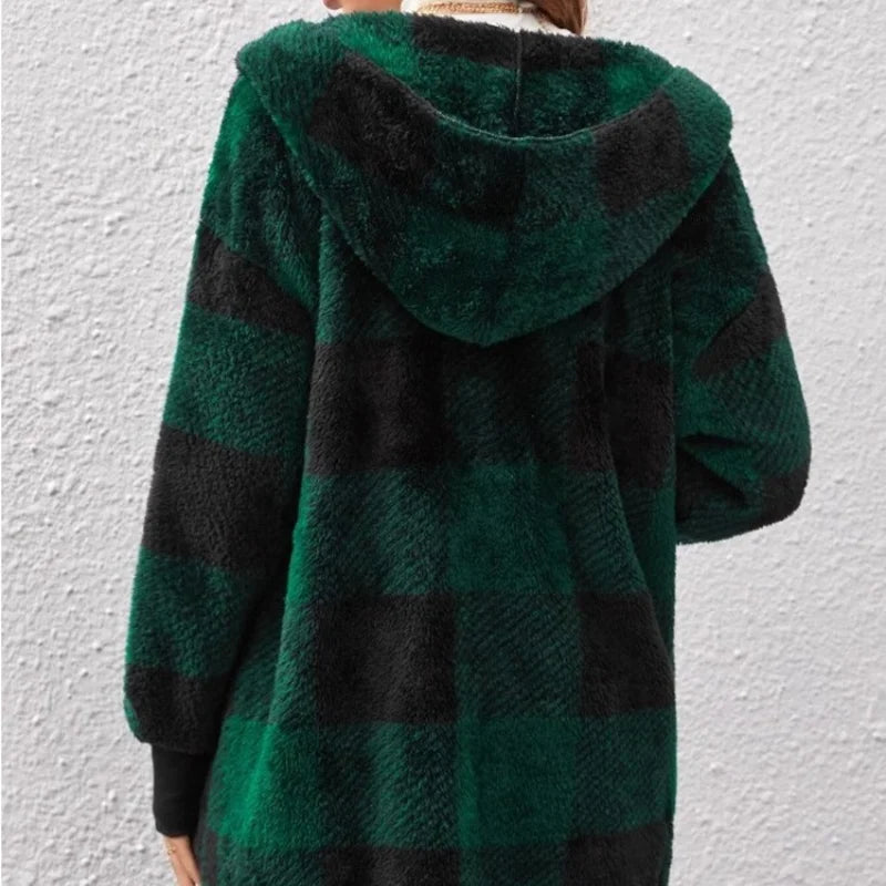 Loose Long-Sleeve Fleece Coat