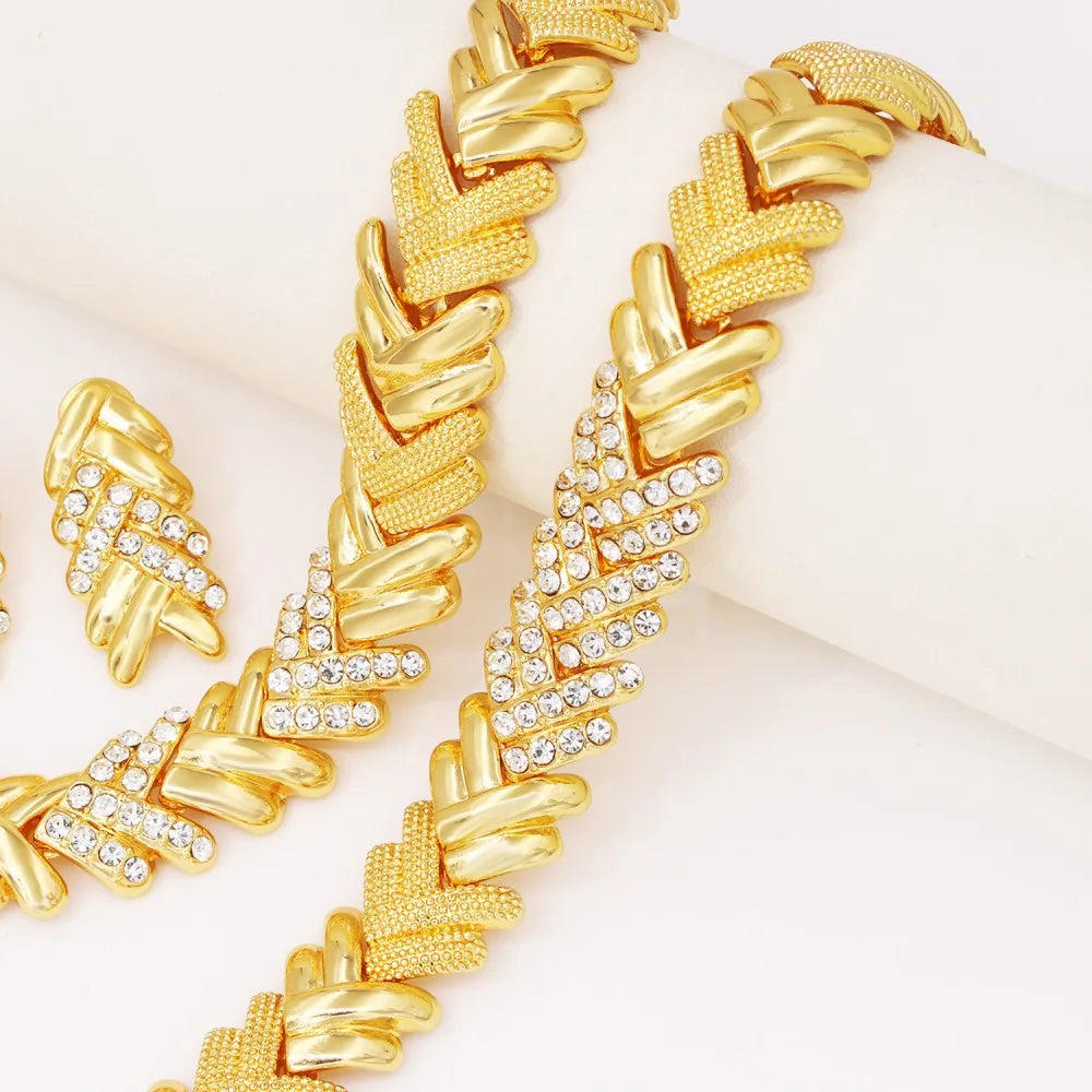 Crystal Jewelry Set Luxury Gold