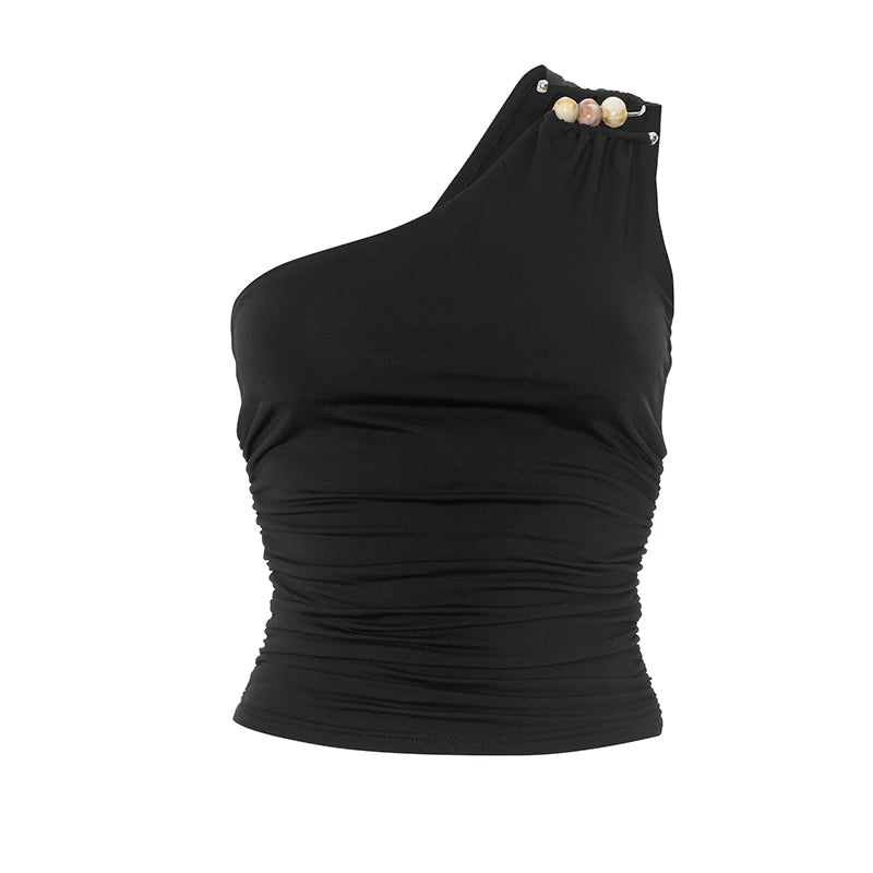 Luxe One-Shoulder Beaded Tank