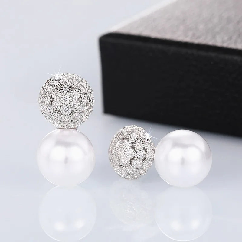 Zircon Pearl Princess Short Earrings