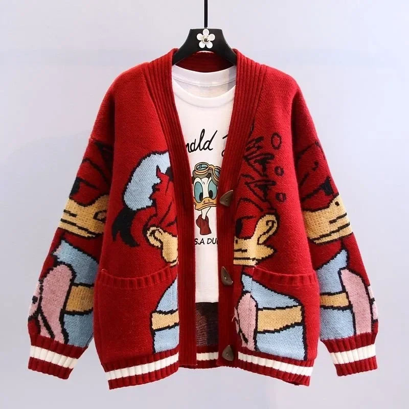Disney Knitted Cardigan Donald Cartoon
