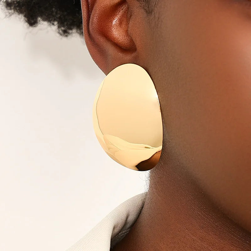 Vintage Gold Oval Stud Earrings