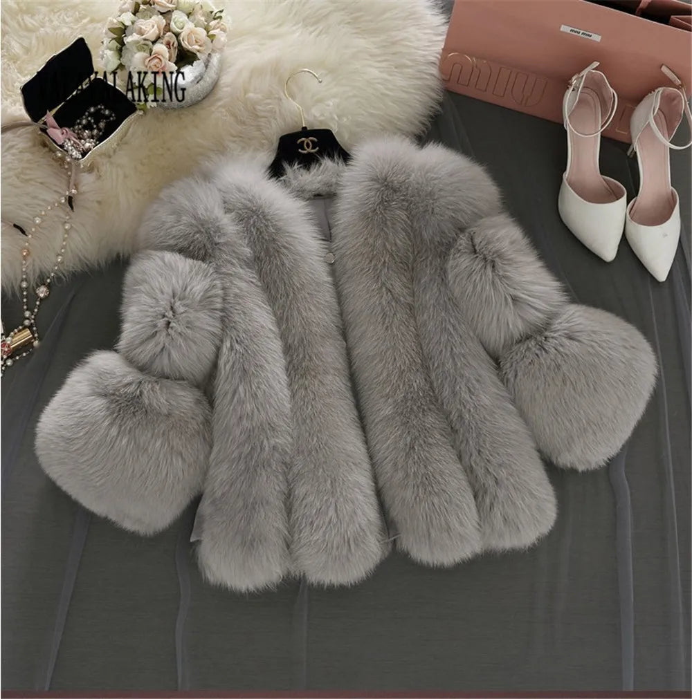 Elegant Long Sleeve Fluffy Cardigan Jacket