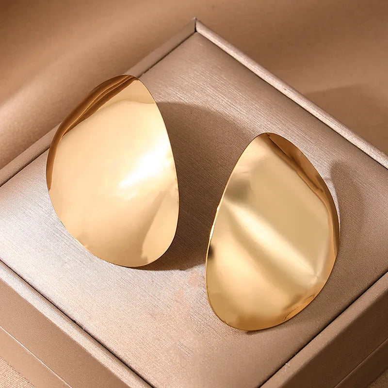 Vintage Gold Oval Stud Earrings