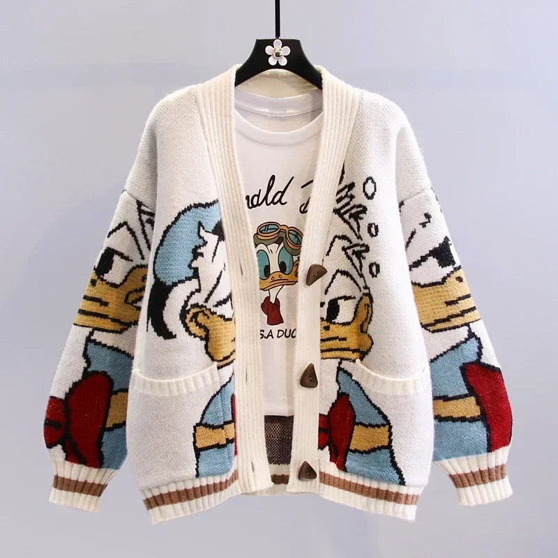 Disney Knitted Cardigan Donald Cartoon