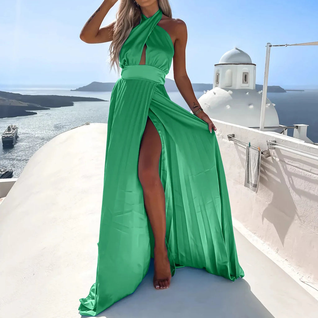Sleeveless Cold-Shoulder Maxi Dress