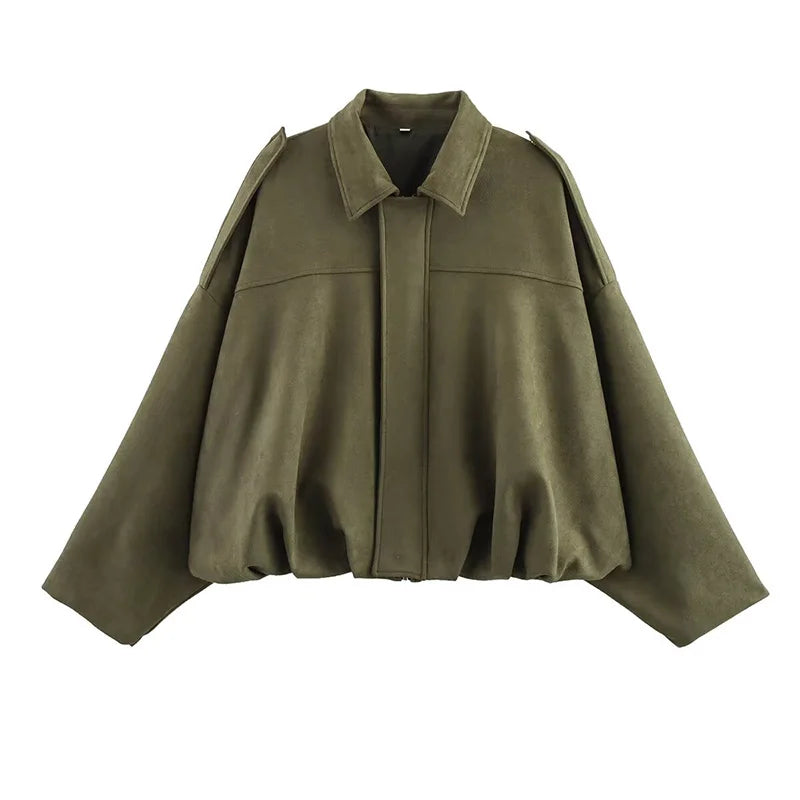 Cropped Luxe Bomber Suede