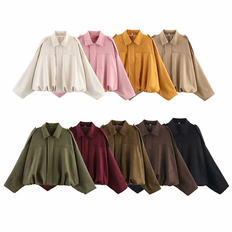 Cropped Luxe Bomber Suede