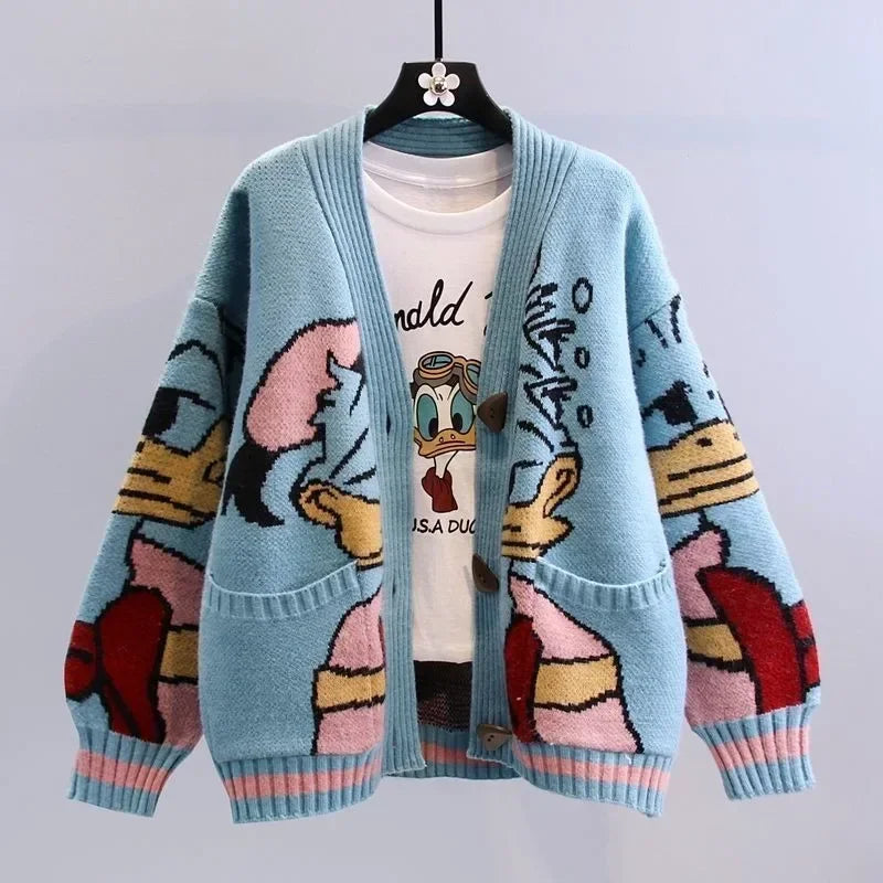 Disney Knitted Cardigan Donald Cartoon