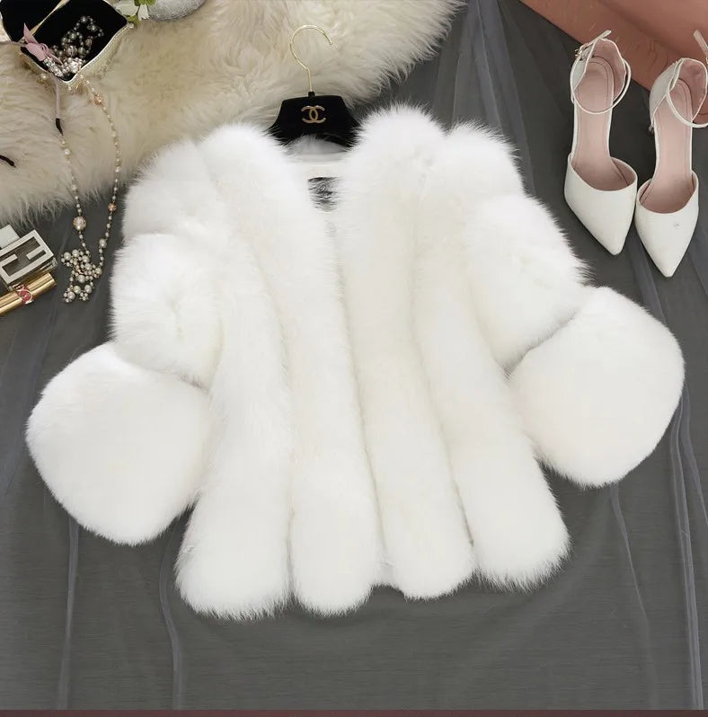 Elegant Long Sleeve Fluffy Cardigan Jacket