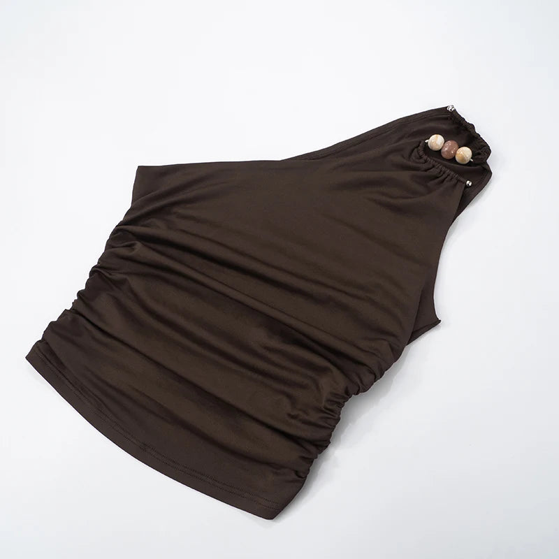 Luxe One-Shoulder Beaded Tank