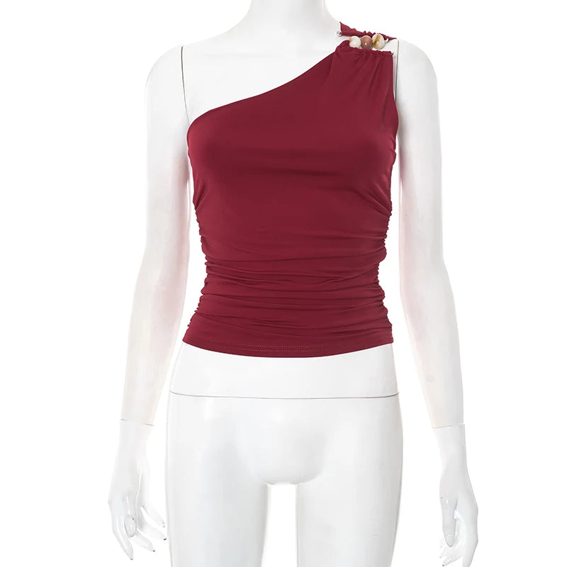 Luxe One-Shoulder Beaded Tank