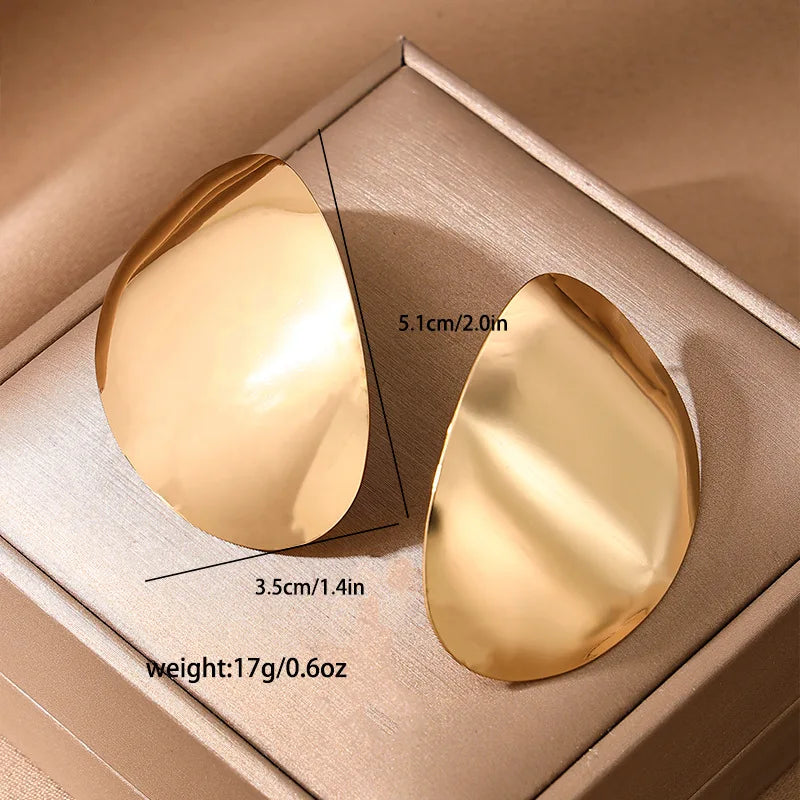 Vintage Gold Oval Stud Earrings