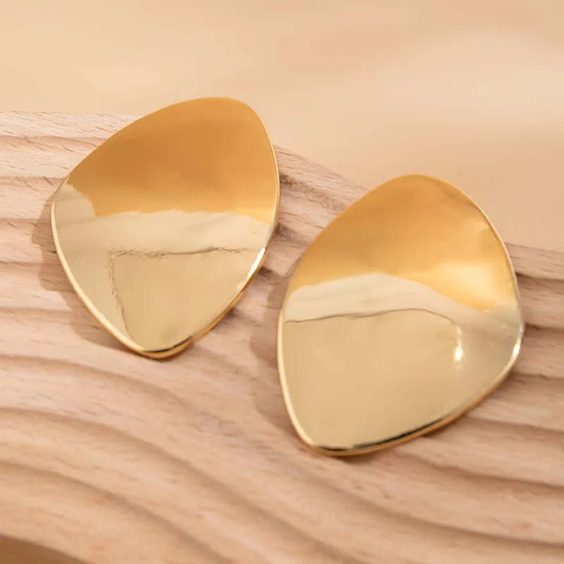 Vintage Gold Oval Stud Earrings