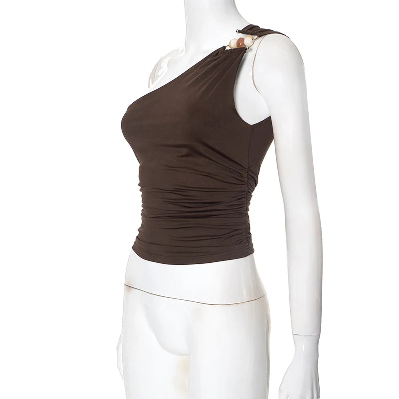 Luxe One-Shoulder Beaded Tank
