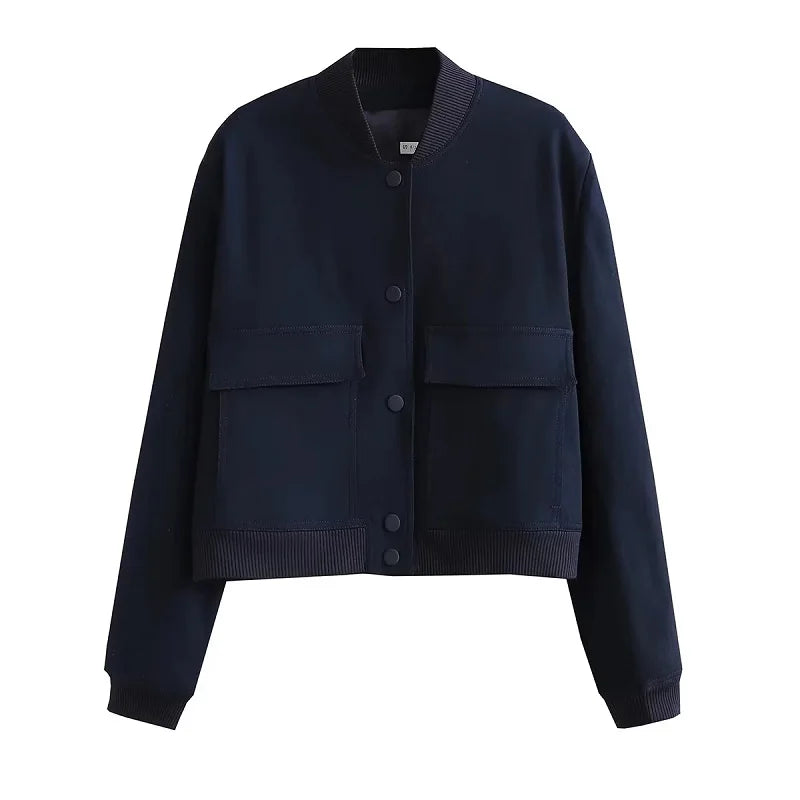 Bomber Jacket Button Cropped Outerwears