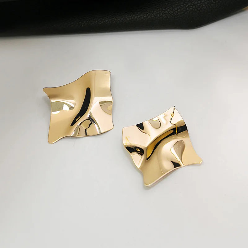 Vintage Gold Oval Stud Earrings