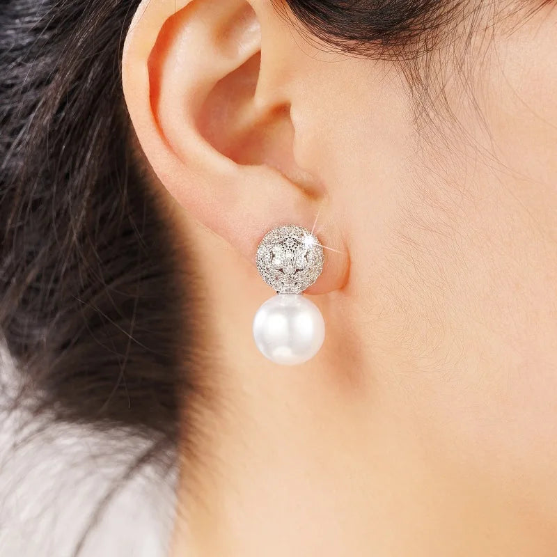 Zircon Pearl Princess Short Earrings