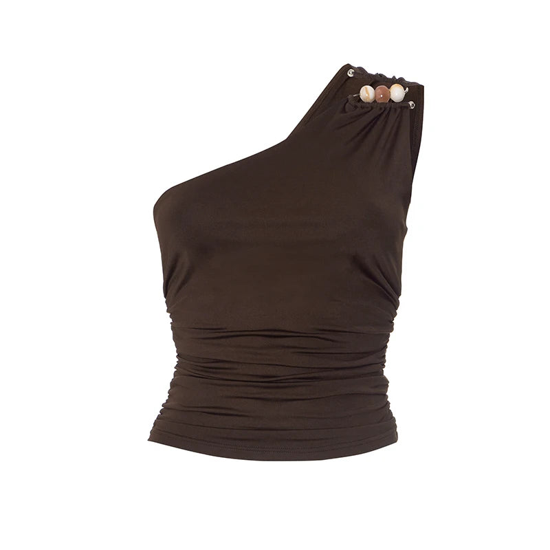 Luxe One-Shoulder Beaded Tank