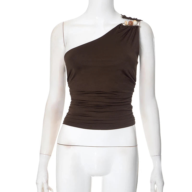 Luxe One-Shoulder Beaded Tank