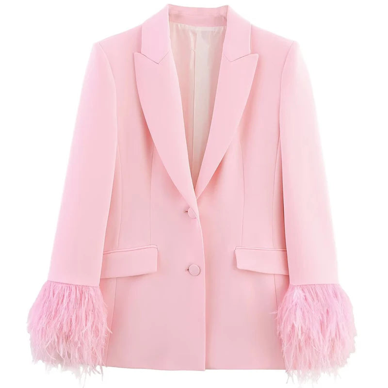 Pink Feather Pant SetS