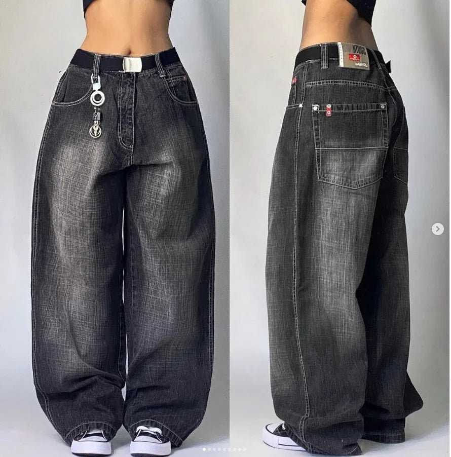 Multi-pocket Washed Baggy Jeans