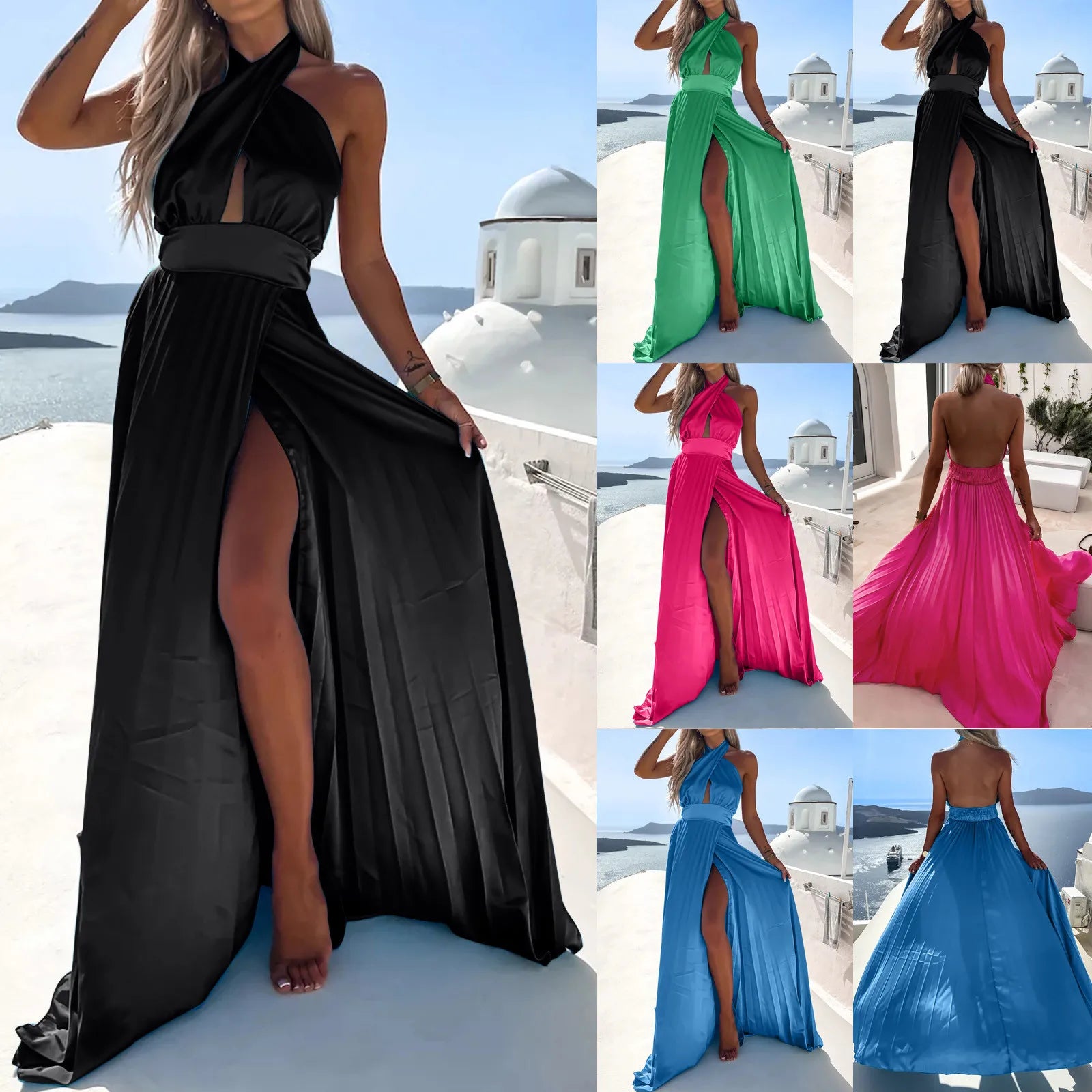 Sleeveless Cold-Shoulder Maxi Dress