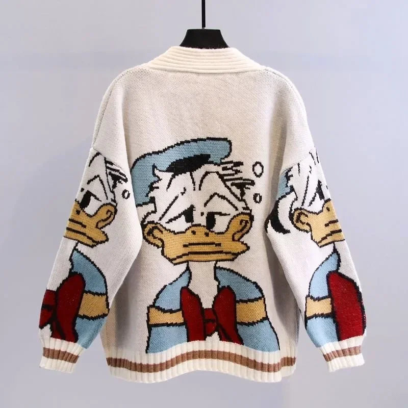 Disney Knitted Cardigan Donald Cartoon